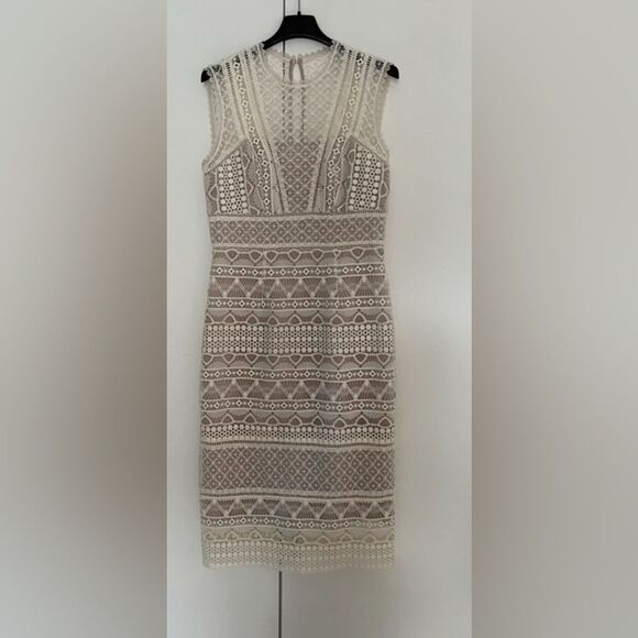 Karen Millen Dresses & Skirts - "NWOT Karen Millen Embroidered Ivory Tan Lace Wedding Cocktail Women's Size 8